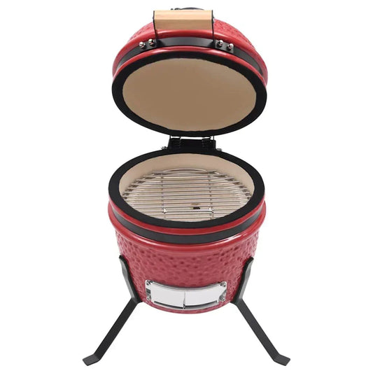 2 En 1 Barbacoa Ahumadora Kamado De Cerámica Rojo 56 Cm Vidaxl