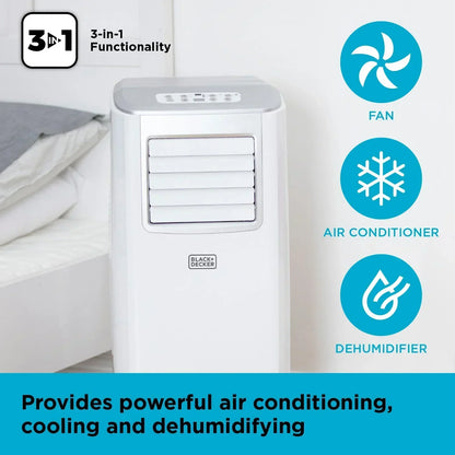 2025 Aire Acondicionado Móvil 3 en 1 Black+Decker BXAC40005GB 7000 BTU Blanco